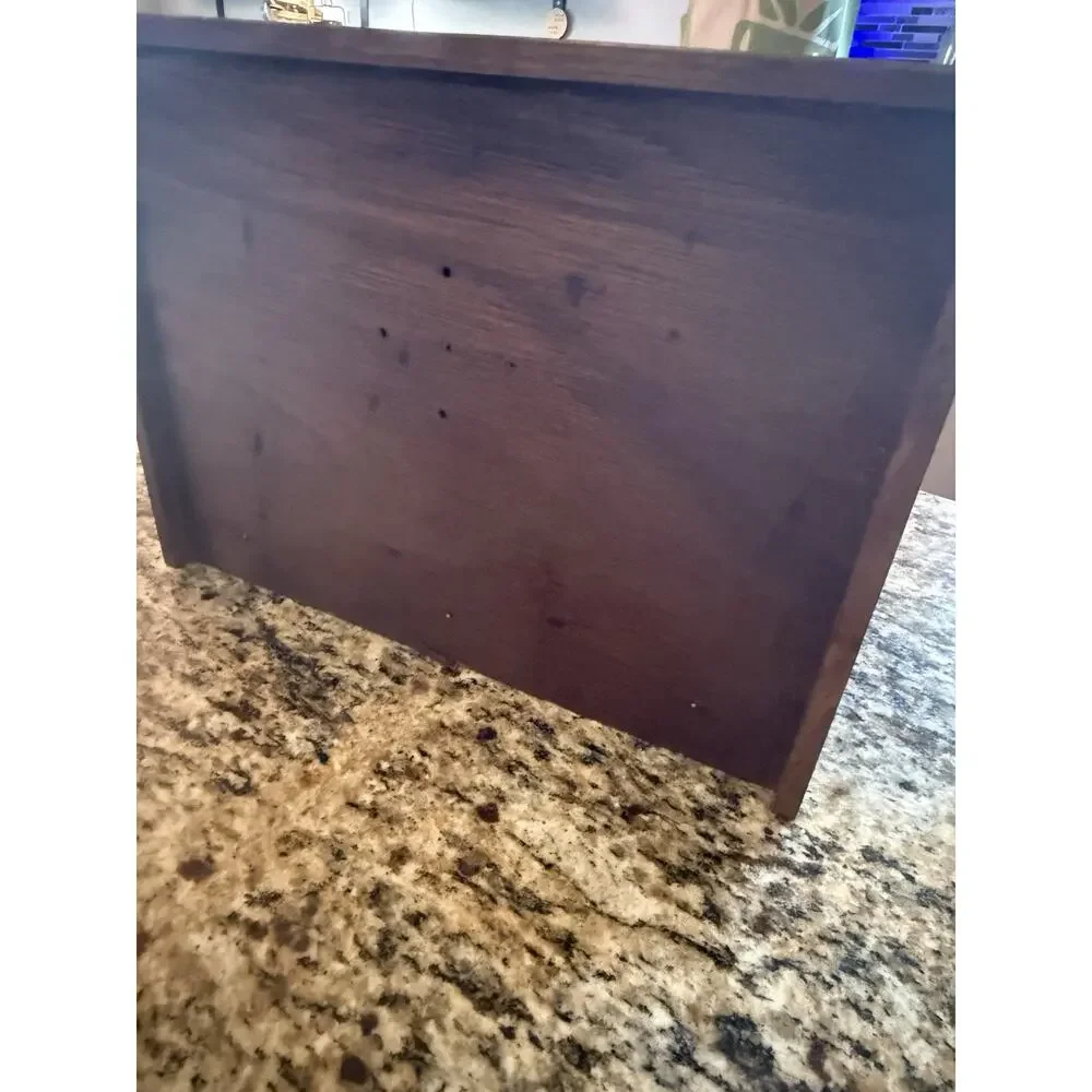 Vintage Wood Bread Box Brass Eagle Cutting Board Americana MCM EUC